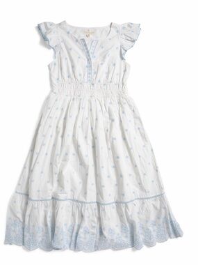 Rachel Zoe White Dress with Light Blue Embroidered Trim